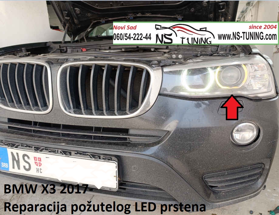 bmw x3 f25 fl 2016 2017 2018 2019 pozuteo led prsten reparacija servis farova novi sad ns tuning